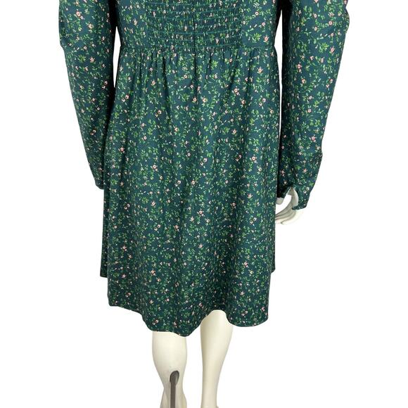 Reformation Green Floral Print Kenzi Dress Size 12 Puff Sleeve Babydoll Mini - Picture 8 of 12